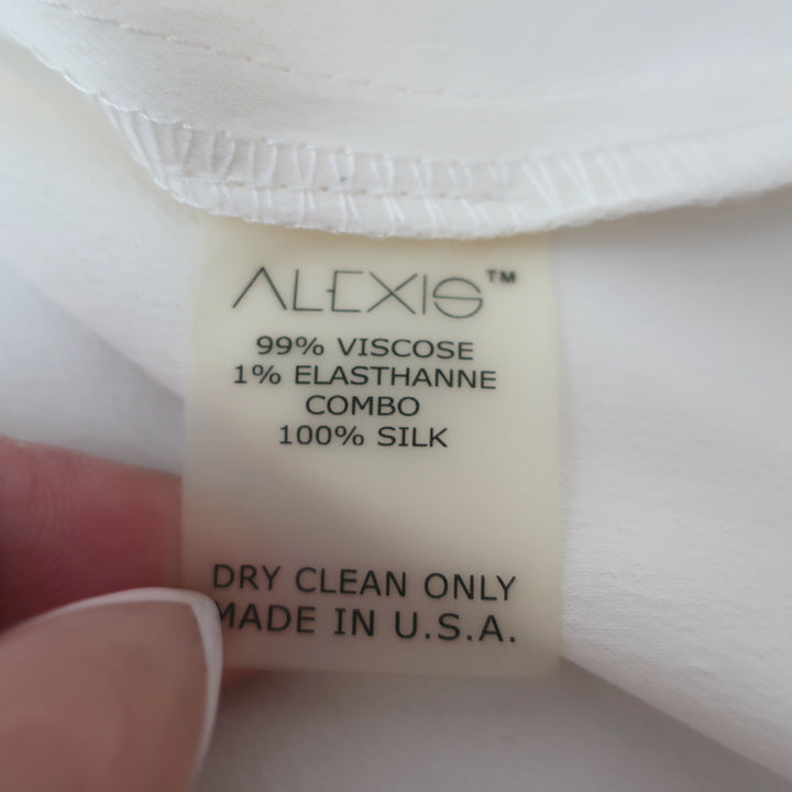 Alexis Bow-Sleeve Top White Organza &amp; Crepe Size Small NEW