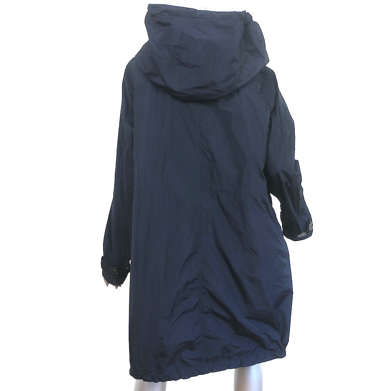 Moncler Baillet Double Breasted Hooded Parka Coat Navy Size 5