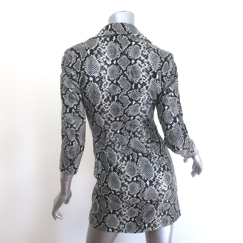 Retrofete Willa Snakeskin-Print Lamb Leather Mini Dress Gray Size Extra Small