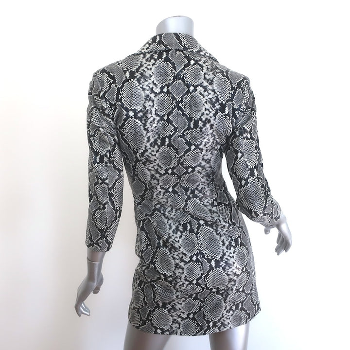 Retrofete Willa Snakeskin-Print Lamb Leather Mini Dress Gray Size Extra Small