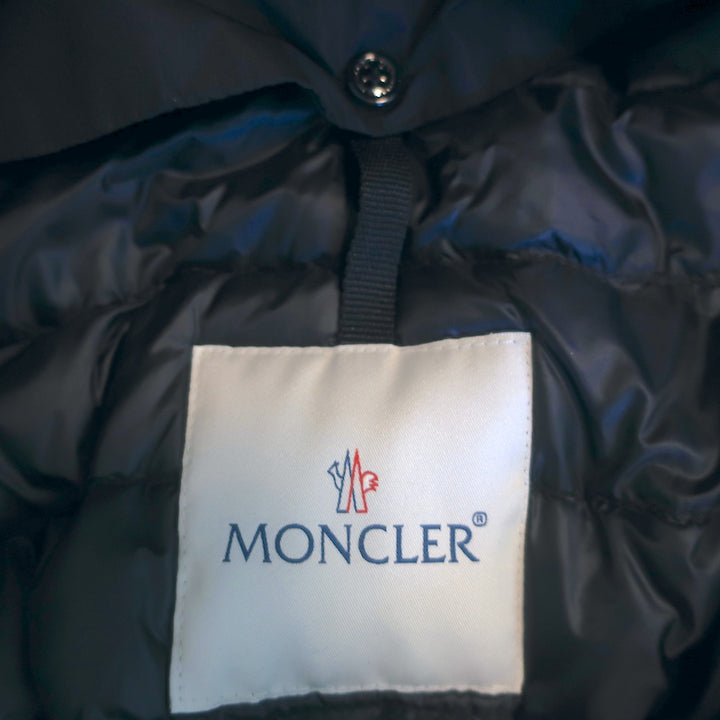 Moncler Baillet Double Breasted Hooded Parka Coat Navy Size 5