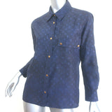 Louis Vuitton Monogram Cloud Masculine Shirt Navy Printed Silk Size 38