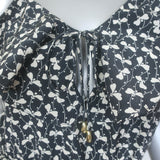 Zimmermann Flounce Neck Midi Tank Dress Black Floral Print Ruffled Silk Size 0