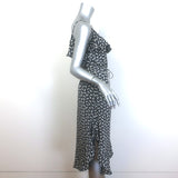 Zimmermann Flounce Neck Midi Tank Dress Black Floral Print Ruffled Silk Size 0