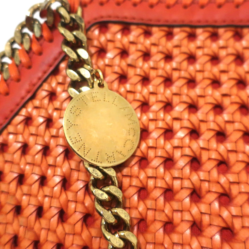 Stella McCartney Woven Falabella Tote Orange Faux Leather Medium Shoulder Bag