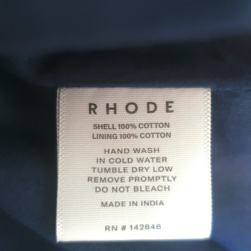 Rhode Pia Puff Sleeve Mini Dress Navy Draped Cotton Size Extra Small NEW