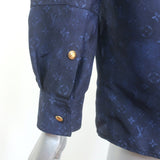 Louis Vuitton Monogram Cloud Masculine Shirt Navy Printed Silk Size 38