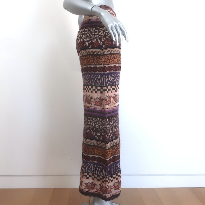 Ulla Johnson Helene Jacquard Knit Midi Skirt Multicolor Wool-Blend Size Petite