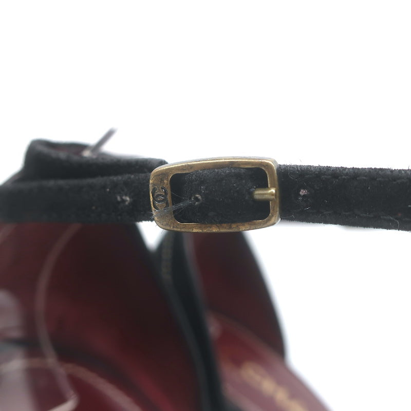 Vintage Chanel 03A Crisscross Ankle Strap Sandals Black Suede Size 39.5