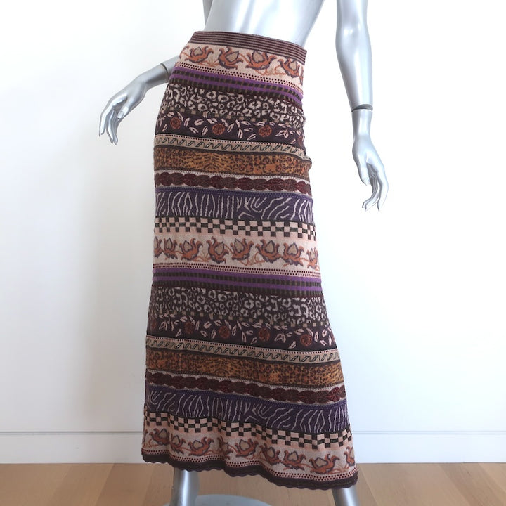 Ulla Johnson Helene Jacquard Knit Midi Skirt Multicolor Wool-Blend Size Petite