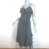 Zimmermann Flounce Neck Midi Tank Dress Black Floral Print Ruffled Silk Size 0