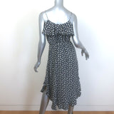 Zimmermann Flounce Neck Midi Tank Dress Black Floral Print Ruffled Silk Size 0