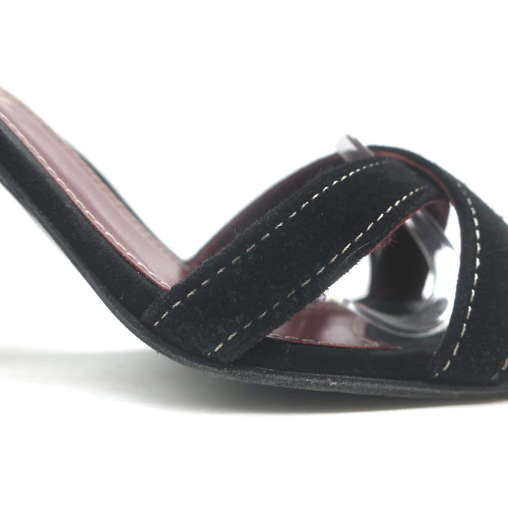 Vintage Chanel 03A Crisscross Ankle Strap Sandals Black Suede Size 39.5
