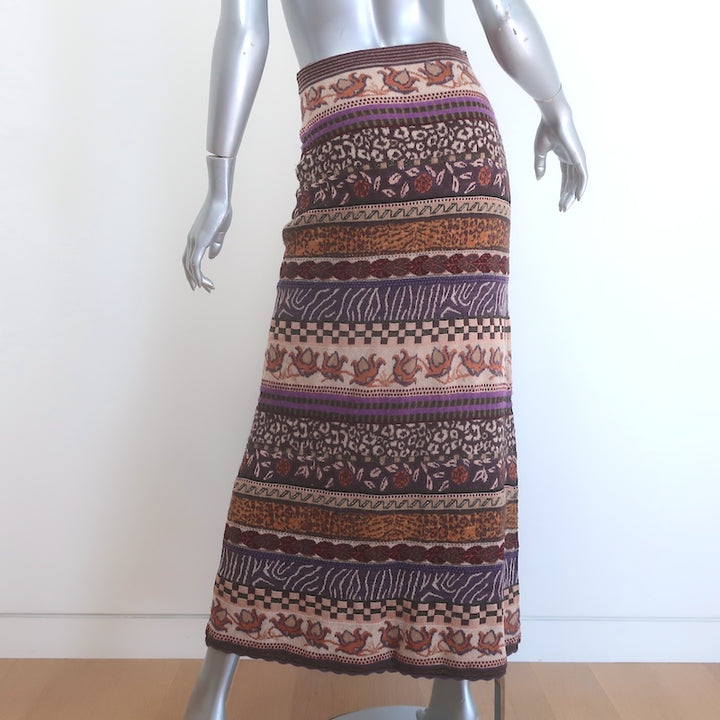 Ulla Johnson Helene Jacquard Knit Midi Skirt Multicolor Wool-Blend Size Petite