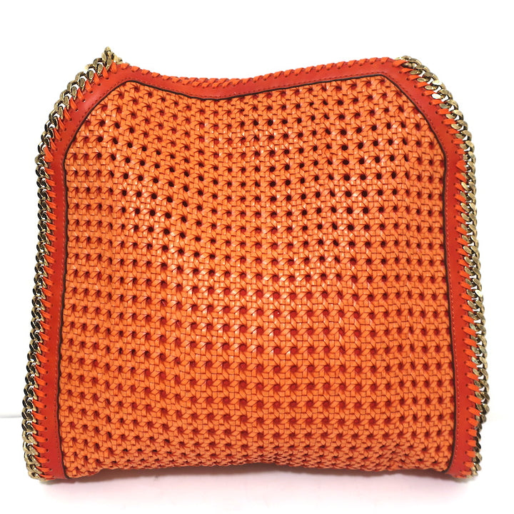 Stella McCartney Woven Falabella Tote Orange Faux Leather Medium Shoulder Bag