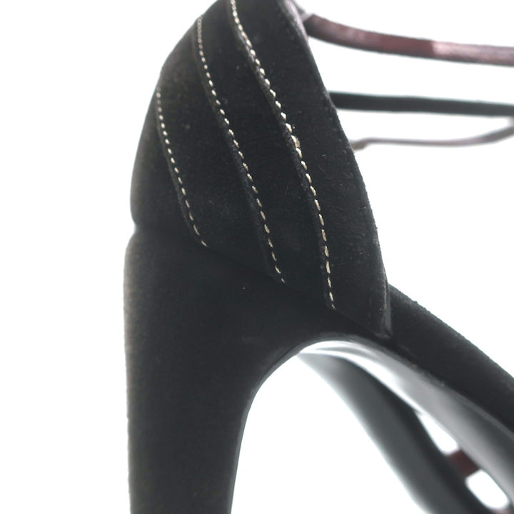 Vintage Chanel 03A Crisscross Ankle Strap Sandals Black Suede Size 39.5