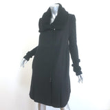 Helmut Lang ribbed-sleeve combat coat, black felted wool, size small, pre-owned authentic luxury.