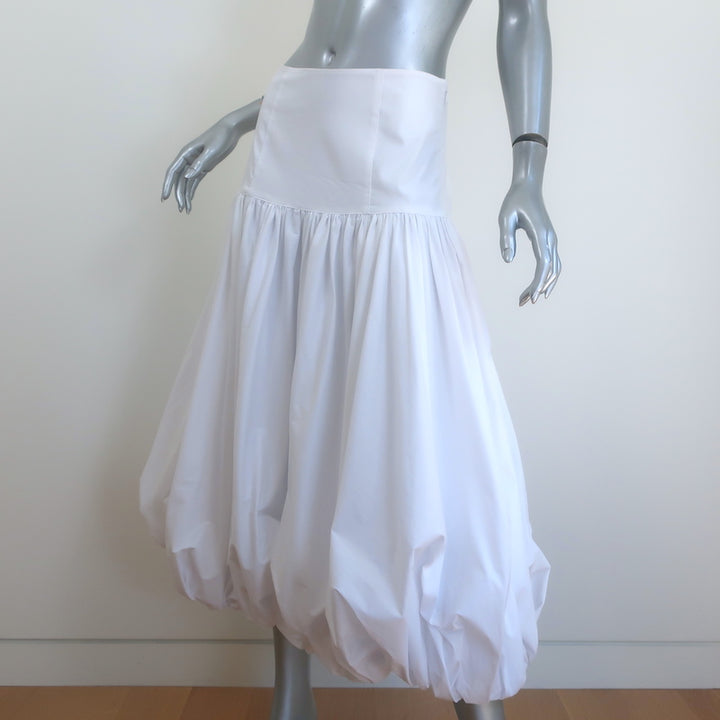 Cinq a Sept Ellah Bubble Midi Skirt White Stretch Cotton Size 2 NEW