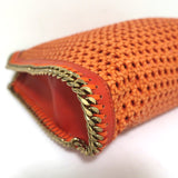 Stella McCartney Woven Falabella Tote Orange Faux Leather Medium Shoulder Bag