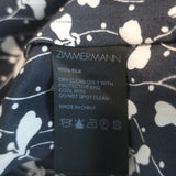 Zimmermann Flounce Neck Midi Tank Dress Black Floral Print Ruffled Silk Size 0