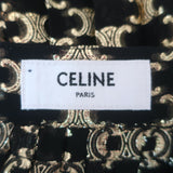 Celine Triomphe Metallic Jacquard Pleated Midi Skirt Black/Gold Size 36