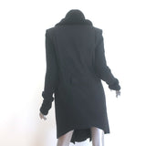 Helmut Lang ribbed-sleeve combat coat in black felted wool, authentic pre-owned luxury, size Small