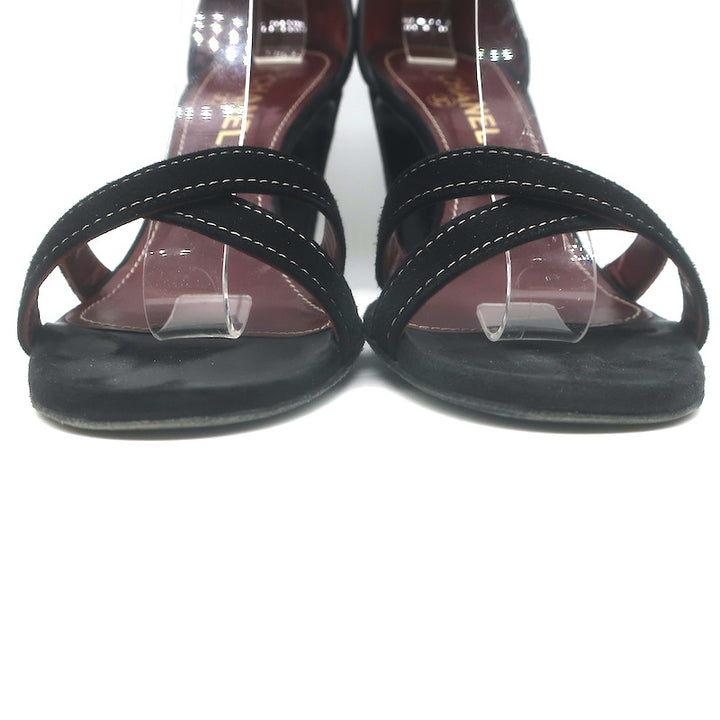 Vintage Chanel 03A Crisscross Ankle Strap Sandals Black Suede Size 39.5