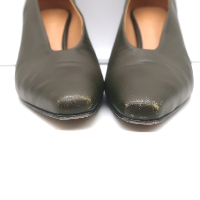 Bottega Veneta Two-Tone Pumps Dark Olive &amp; Black Size 37.5