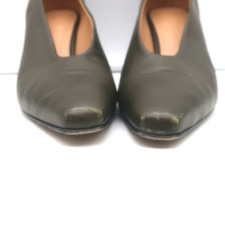 Bottega Veneta Two-Tone Pumps Dark Olive &amp; Black Size 37.5