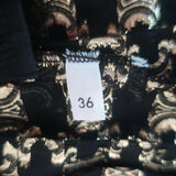 Celine Triomphe Metallic Jacquard Pleated Midi Skirt Black/Gold Size 36