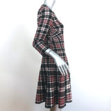Alexander McQueen Plaid Knit Fit & Flare Dress Black/Red Wool Size Large
