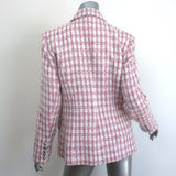 L'Agence Kenzie Double Breasted Tweed Blazer Pink/White Wool-Blend Size 8