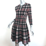 Alexander McQueen Plaid Knit Fit & Flare Dress Black/Red Wool Size Large