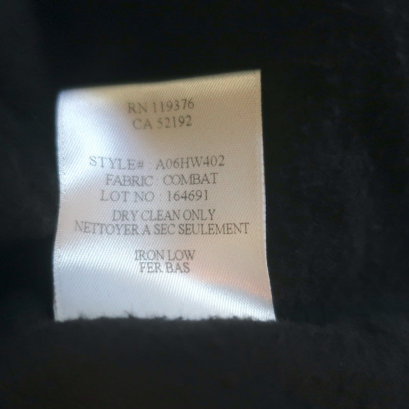 Helmut Lang ribbed-sleeve combat coat in black felted wool, size S — gently worn, pre-owned luxury