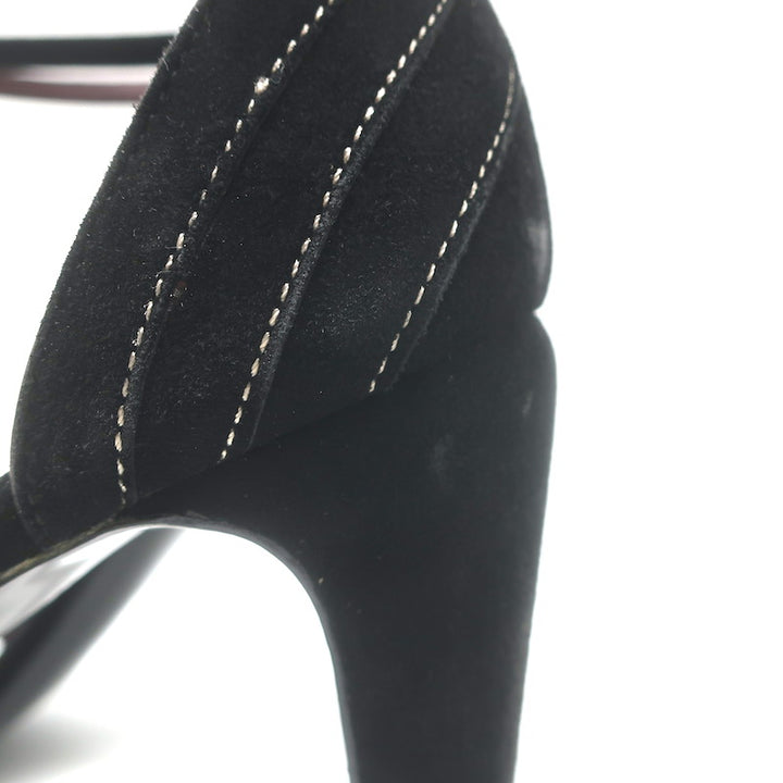 Vintage Chanel 03A Crisscross Ankle Strap Sandals Black Suede Size 39.5