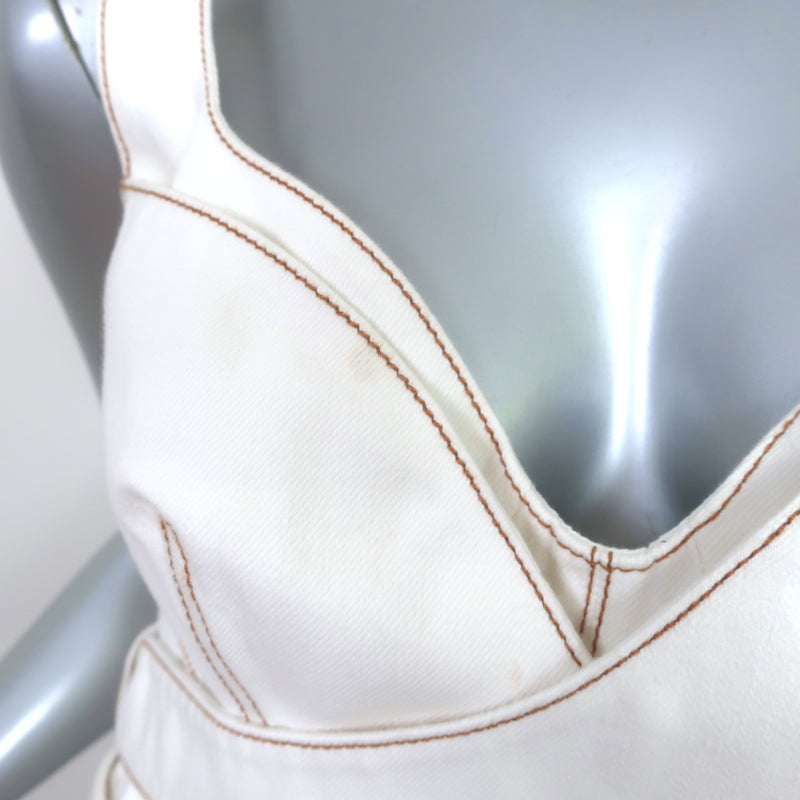 Alexander McQueen Belted Midi Dress White Denim Size 42