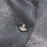 Vivienne Westwood glittered black blazer, three-button women's jacket in poly/elastane, gently pre-owned.