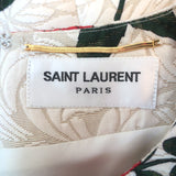 Saint Laurent Rose Print Jacquard Short Sleeve Mini Dress Ivory/Red Size 36