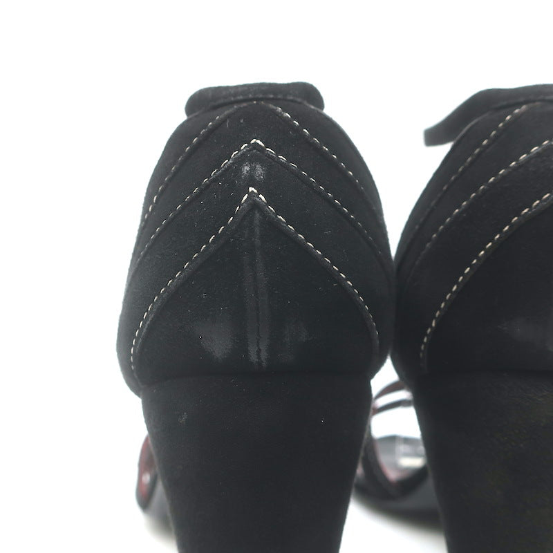 Vintage Chanel 03A Crisscross Ankle Strap Sandals Black Suede Size 39.5