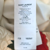 Saint Laurent Rose Print Jacquard Short Sleeve Mini Dress Ivory/Red Size 36