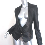 Vivienne Westwood black glitter blazer, three-button tailored jacket in stretch fabric — pre-owned, authentic luxury