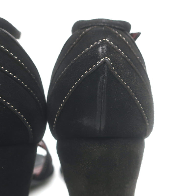 Vintage Chanel 03A Crisscross Ankle Strap Sandals Black Suede Size 39.5