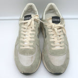 Golden Goose Running Sole Sneakers Silver Leather & Gray Suede Size 38