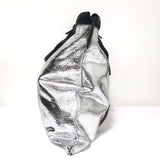 Burberry Prorsum Big Crush Tote Silver Cracked Leather Large Shoulder Bag