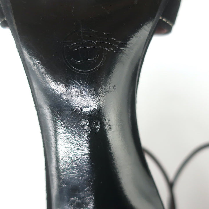 Vintage Chanel 03A Crisscross Ankle Strap Sandals Black Suede Size 39.5
