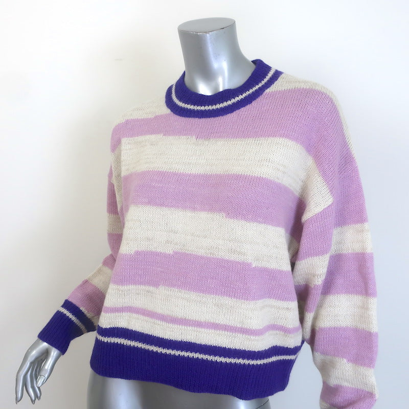 Isabel Marant Etoile Glowy Striped Sweater Lilac/Cream Alpaca-Blend Size 34
