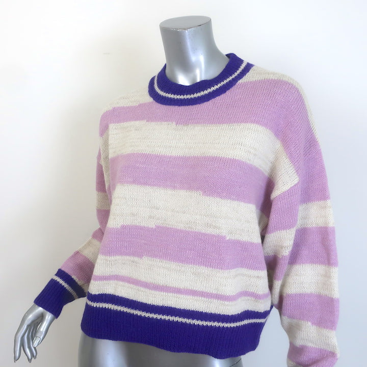 Isabel Marant Etoile Glowy Striped Sweater Lilac/Cream Alpaca-Blend Size 34
