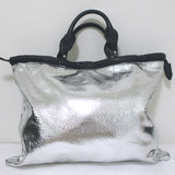Burberry Prorsum Big Crush Tote Silver Cracked Leather Large Shoulder Bag