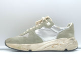 Golden Goose Running Sole Sneakers Silver Leather & Gray Suede Size 38