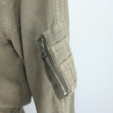 R13 Shrunken Flight Jacket Light Olive Cotton-Hemp Size Small